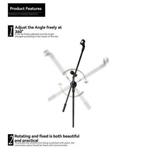 Adjustable Professional Microphone Stand with Boom Arm Sturdy Base for Studio and Live Performances