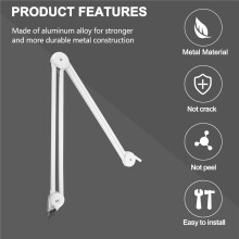 Microphone Stand Adjustable Suspension Boom Arm with Built-in Spring for Voice Recording White