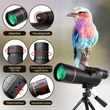 Zoom 25x-75x Spotting Scope HD Monocular Powerful Telescope Waterproof Long Range with Tripod for Bird Watching Camping