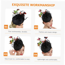 Fascinator cu fluture negru pentru femei, material din plasă de poliester și abdomen