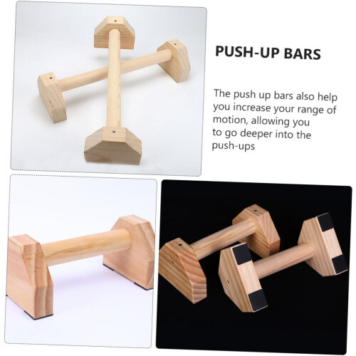 Pine Wood Push-up Stands 30CM Pair, Arm Strength Training Push-up Bars Frame 2