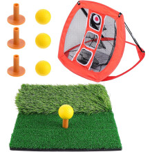 Ensemble d'entraînement de golf avec filet d'entraînement en nylon et tapis de frappe 30x30cm