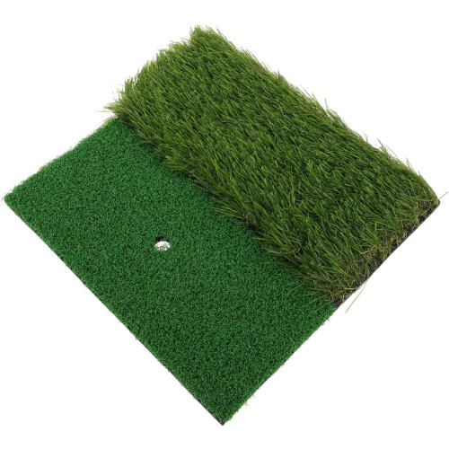Tappetino da golf per allenamento, mini campo da golf con erba artificiale bicolore.