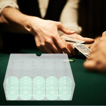 Förvaringslåda för 200 pokermarker med lock i akryl för pokermarker, för spelkvällar och turneringar