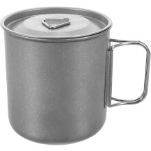 Taza de camping de acero inoxidable de 500 ml con asa plegable y tapa. Taza de viaje plegable y portátil.