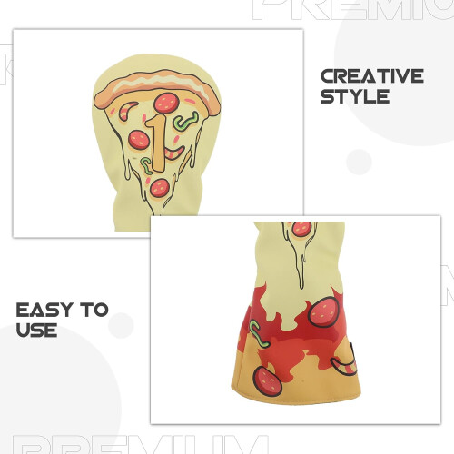Golf Driver Cover Pizza Novelty Vattentätt PU Headcover med Fleecefoder 2