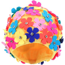 Badekappe mit Blütenblattmuster für Damen, künstliches Blumendesign