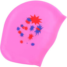 Capoeira de natação de silicone padrão de estrela para cabelo longo chapéu de natação de proteção de orelha rosa