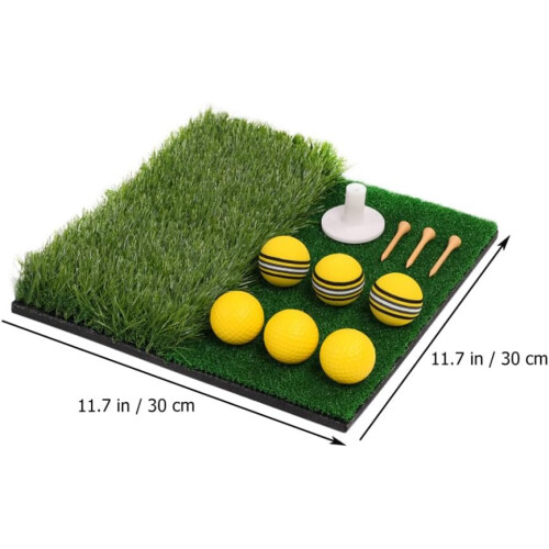 Foldable Mini Golf Practice Hitting Mat with Dual-Color Design, Combined Swing Training Aid 1