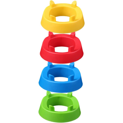4 supporti stabili per palloni sportivi da basket e calcio, con base in plastica.