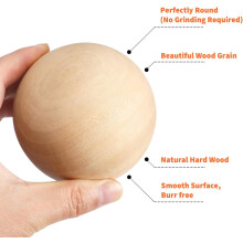 Bola de madera sin acabado de 9 cm para manualidades y accesorios de bricolaje, esfera de madera natural maciza.