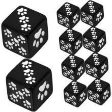 10 dados de resina con diseño de pata, ligeros, negros, de 16 mm, fáciles de guardar, ideales para juegos de mesa, fiestas y reuniones familiares.