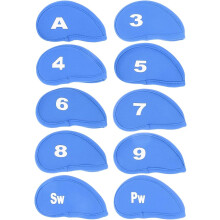 Set di 10 copri mazze da golf blu professionali con testa in ferro, in tessuto antigraffio, portatili.
