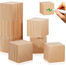 Bloques de madera para manualidades, 10 cubos de madera natural color chocolate.