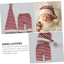 Kerstmuts, korte broek, pak met strepen, kostuum, fotografieaccessoire voor pasgeborenen