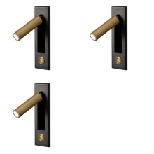 3X Leeslampen, Hoofdeinde Wandlamp Leeslamp Verzonken Drukschakelaar Wandlampen voor Woonkamer, Slaapkamer Zwart Goud