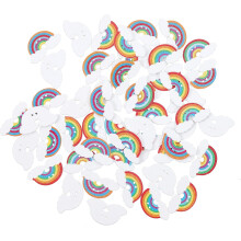 Set van 150 regenboogkleurige houten schijfjes als knutselaccessoires, kleurrijke houten snippers voor handgemaakte decoratie.