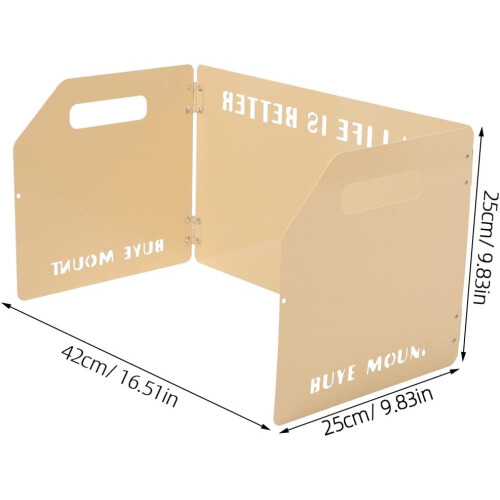 Portable Lightweight Folding Windproof Stove Screen, Three-Fold Khaki Cooking Windscreen 1