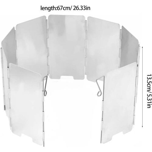Aluminum Alloy Foldable Barbecue Stove Windshield Adjustable Length Silver 1
