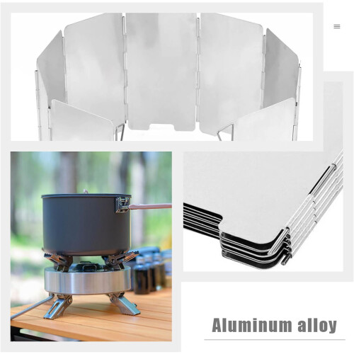 Aluminum Alloy Foldable Barbecue Stove Windshield Adjustable Length Silver 2