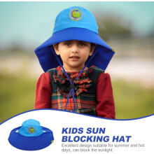 Sombrero de sol ajustable para niños y niñas, sombrero protector solar de ala ancha para juegos al aire libre y días de verano, color azul.