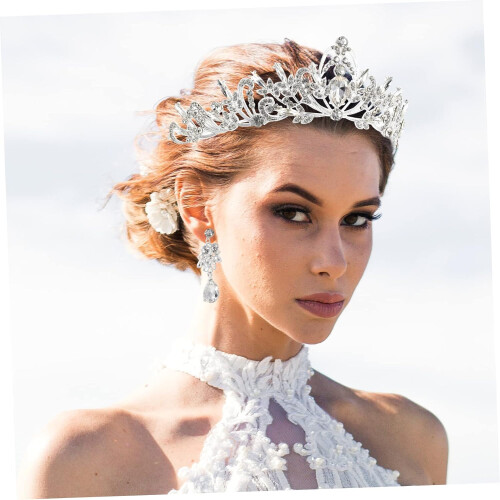 Set di gioielli da sposa per donna, composto da collana, orecchini, tiara, corona e accessorio per capelli. 2