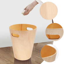 Schreibtisch-Abfalleimer, großer Behälter, Holz, japanisches Design, minimalistisch, praktisch, abnehmbar