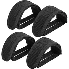 2 Paar schwarze Fahrradpedalriemen aus Polyester, Zehenclips, 15 cm x 5 cm x 6 cm, verstellbare Fahrradfußstützenriemen