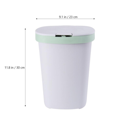 Plastic Trash Can Push-Button Trash Can Stylish Square Large Capacity Silent Operation Odor Control Light Green 1