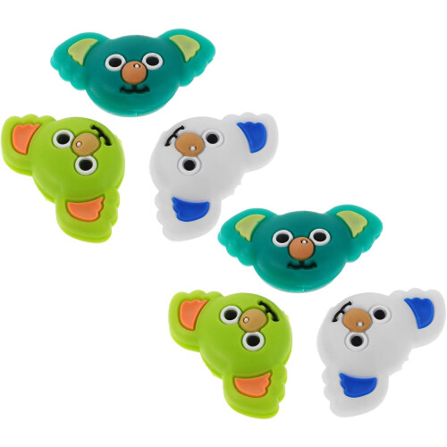6pcs Koala Bear Tennis Racket Vibration Dampeners Soft String Shock Absorbers Deep Green