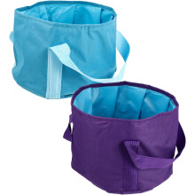 Lot de 2 bassines pliables pour le lavage des pieds, idéales pour le camping, les voyages et les bains de pieds à la maison ou en extérieur.