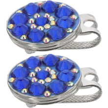 2 clips azules de cristal para gorra de golf con marcador de bola, accesorio de golf para mujer para bolsos y gorras.