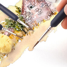 10 pennelli di precisione con punta in pelo di lupo per pittura e disegno di dettagli fini, pennelli professionali per acquerello e olio.