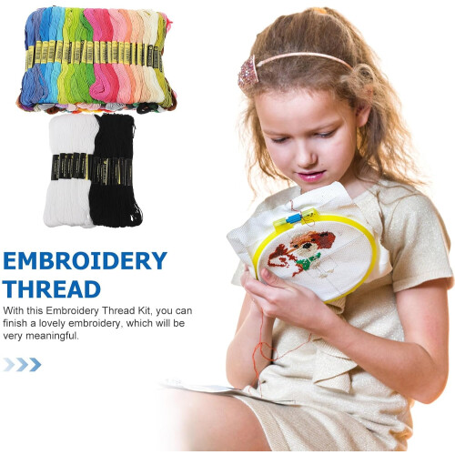 Set de 124 de ațe de brodat, ațe de cusut din bumbac, cu 100 de ațe colorate 2
