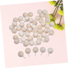 Cabeça redonda de pinos de empurrão de madeira de 120pcs para placas de cortiça, tacos decorativos de polegar multi-função