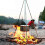 3pcs Outdoor Camping Tripod Stand Black Smooth Surface Fire Pit Rack Camping Equipment Accessory 3