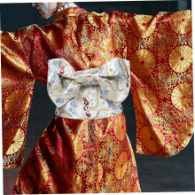 Kimono-Obi für Damen im Vintage-Blumenmuster mit vorgebundener Schleife im japanischen Stil.