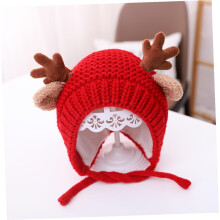 Gorro de lana tejido a dos agujas para invierno, cálido, estilo crochet, para niños y niñas, Navidad, exteriores, rojo.