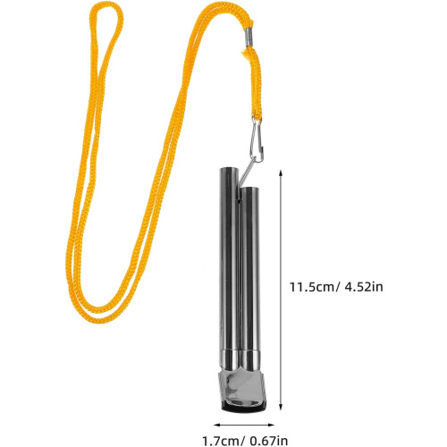 Silbato de árbitro metálico bicolor de acero inoxidable con cordón. 1