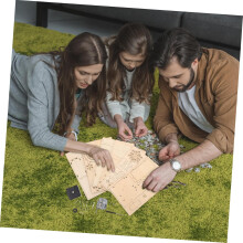 Houten puzzelmuziekdoos, doe-het-zelf puzzelhouder voor pennen en opbergruimte, gemaakt van natuurlijk materiaal.