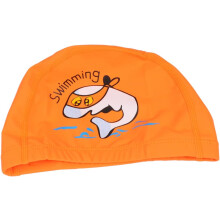 2 Stück Badekappen mit Delfinmuster, elastische Badekappen für Jungen, orangefarbene Badeaccessoires