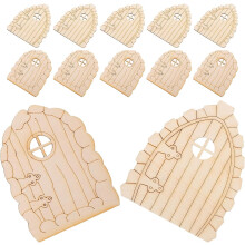 20pcs Unfinished Wood Fairy Garden Door Mini House Decorative Fairy Door Scene Decor