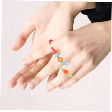 10 bunte, gewebte Blumenperlenringe, niedliche Perlenringe für Damen, Perlenschmuck