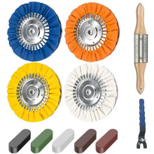 6" Airway Buffing Wheels, Flange-Free Installation, 5/8" Arbor Hole Aluminum Metal Wheel Polishing Kit
