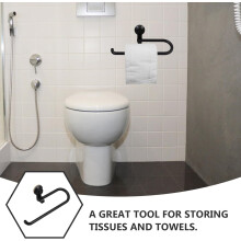 Wall Mounted Toilet Paper Roll Holder Bathroom Wall Shelf Black Abs No Drilling Multifunctional Modern Tissue Box