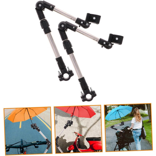 2pcs Foldable Bicycle Umbrella Holder Clamp Adjustable Mount Stand 2
