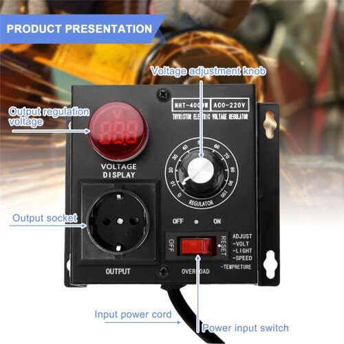 SCR Voltage Regulator,AC230V 4000W Electric Voltage Regulator,Power Regulator,Adjustable Motor Speed Controller,EU Plug