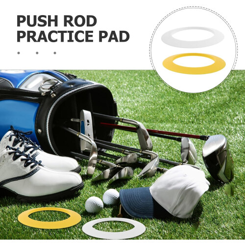 2Pcs Golf Putting Cup Rings for Practice, White and Yellow Moveable Golf Hole Target Bands 2