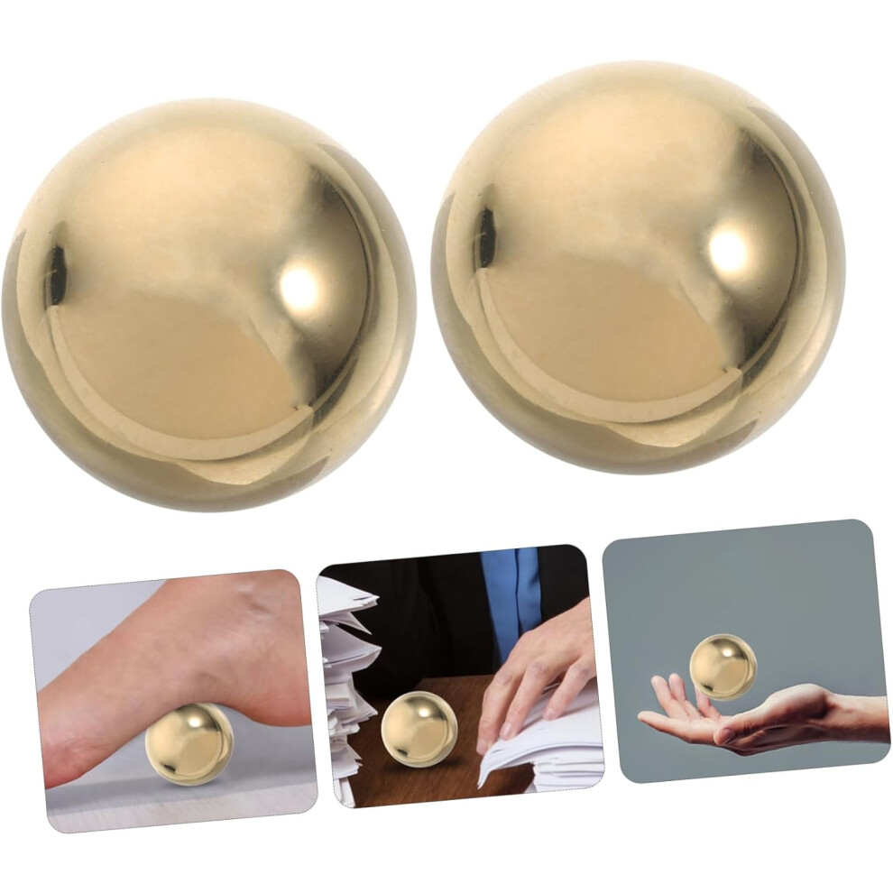 Hkhbjs 2Pcs Brass Fitness Handball Mirror Decorative Spheres For Home Gym Decor Exercise Equipment
