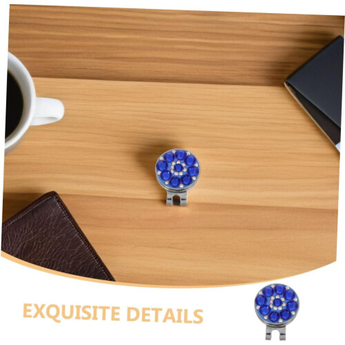 2 clip per cappello da golf con cristalli blu e segnapalla, accessorio da golf da donna per borse e cappelli 2
